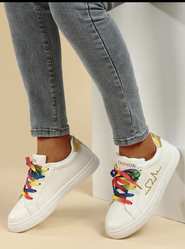 Colorful Strap Lace Up Front Skate Sneakers