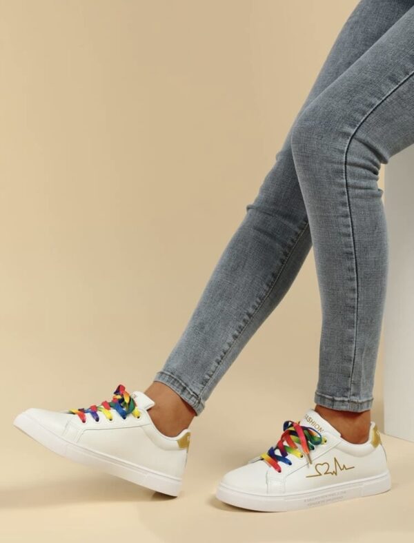 Colorful Strap Lace Up Front Skate Sneakers - Image 3
