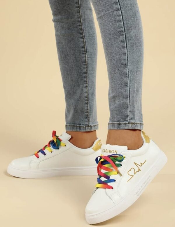 Colorful Strap Lace Up Front Skate Sneakers - Image 4
