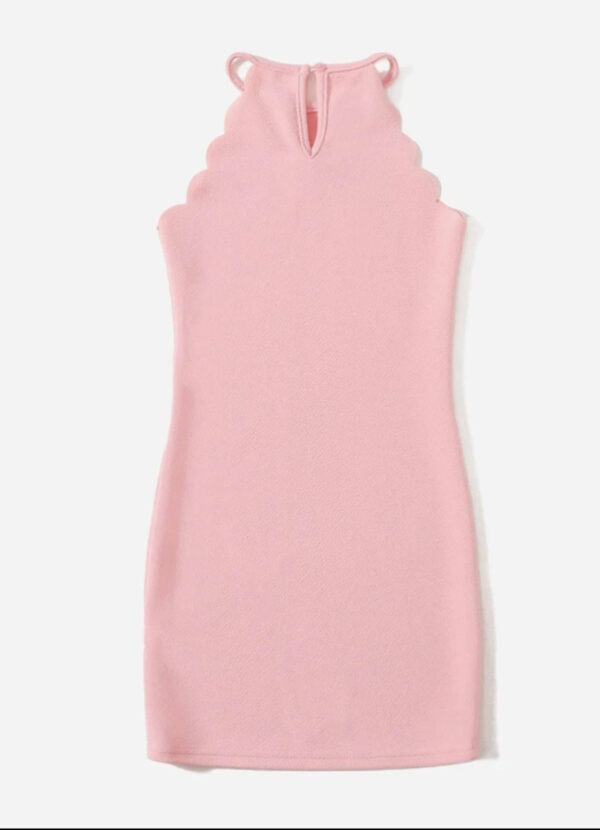 Girls Scallop Trim Halter Dress - Image 3