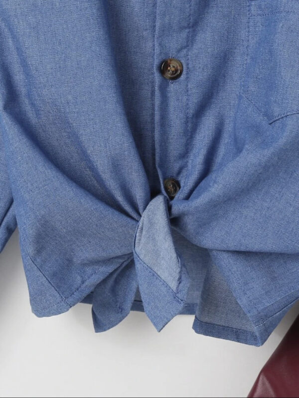 Toddler Girls Pocket Patched Blouse & Skirt - Image 4