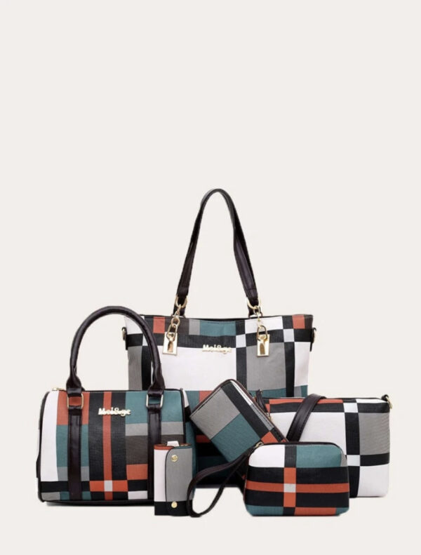 Emery Rose 6pcs Color Block Tote Bag Set - Image 2