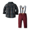Toddler Boys Tartan Plaid Bow Front Shirt & Suspender Pants - Image 3