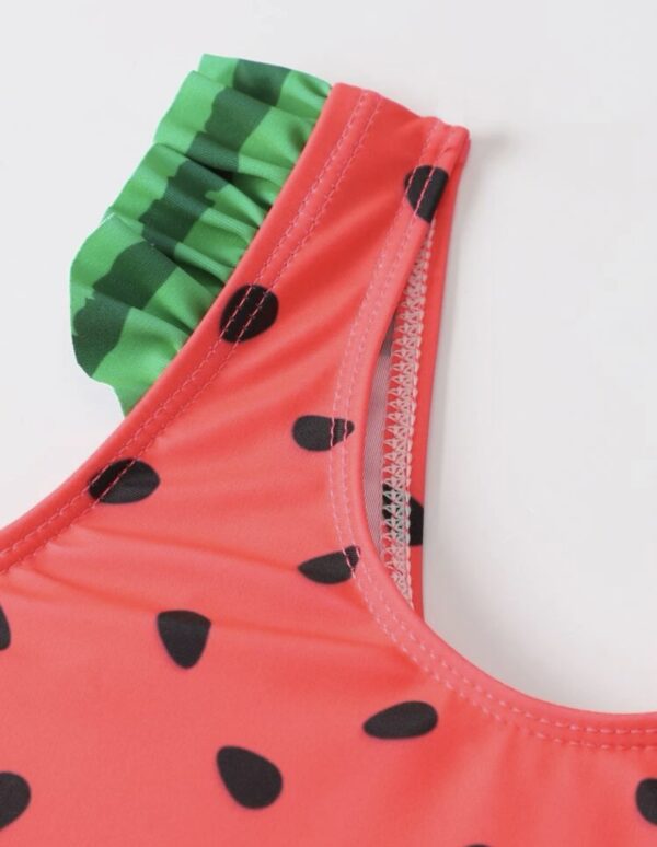 Watermelon Print Ruffle Hem One Piece Swimsuit - Image 4