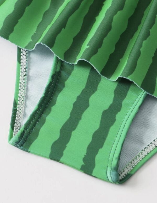 Watermelon Print Ruffle Hem One Piece Swimsuit - Image 5