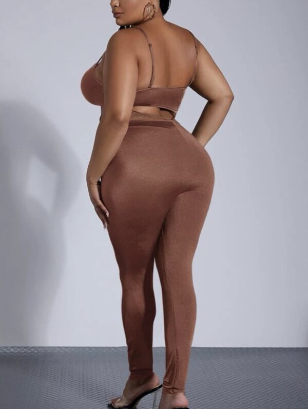 Sexy Plus Solid Crop Cami Top & Strappy Detail Leggings