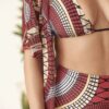 3pack Plus Graphic Print Bikini Swimsuit With Kimono - Image 2