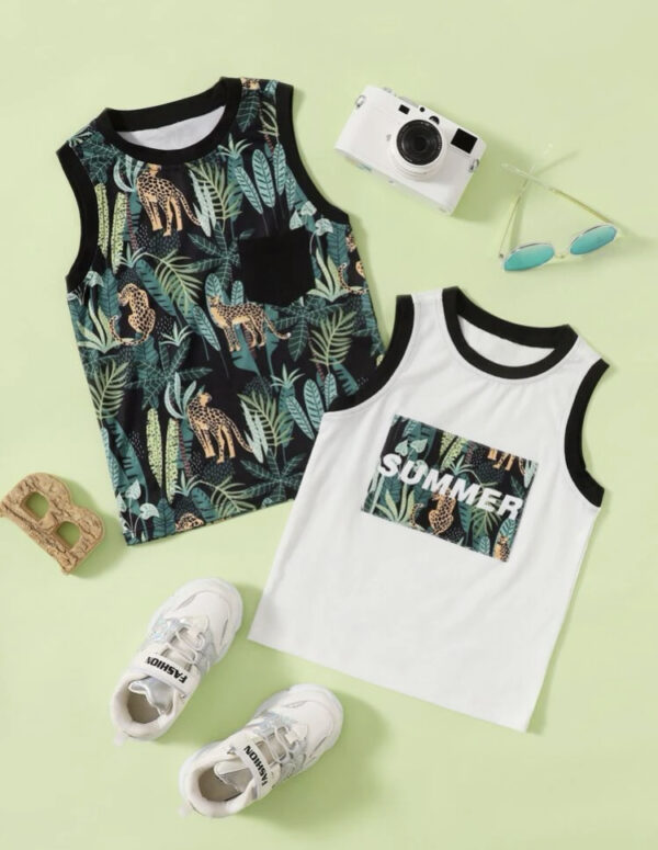 Toddler Boys Tropical & Letter Graphic Tank Top 1 PC - Image 2