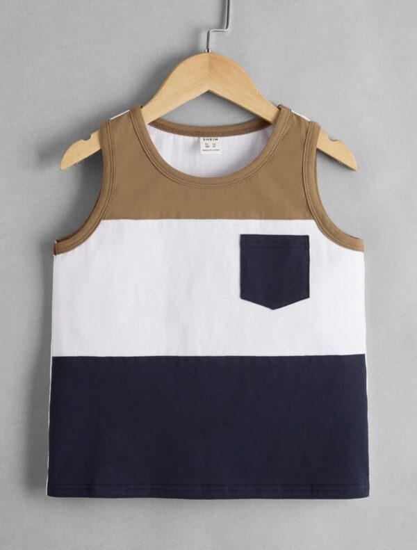 Boys Colorblock Pocket Patched Tank Top