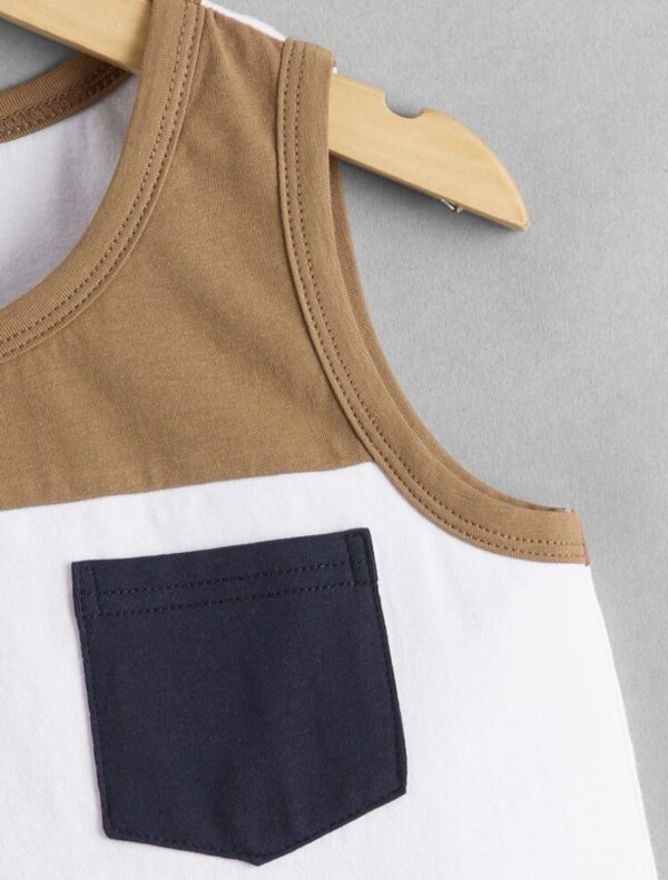 Boys Colorblock Pocket Patched Tank Top - Image 4