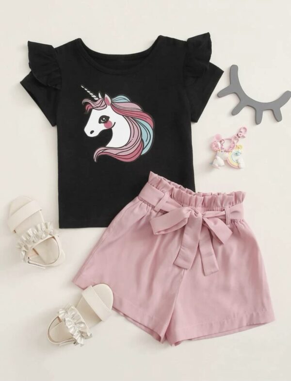 Graphic Tee With Belted Shorts