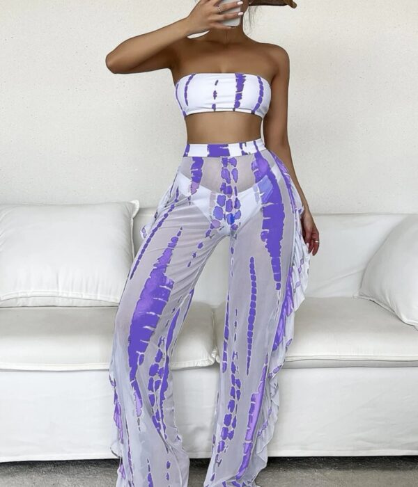Bikini Swimsuit With Ruffle Beach Pants - Image 4