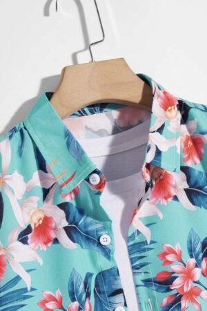Tropical Plants Print Pocket Shirt