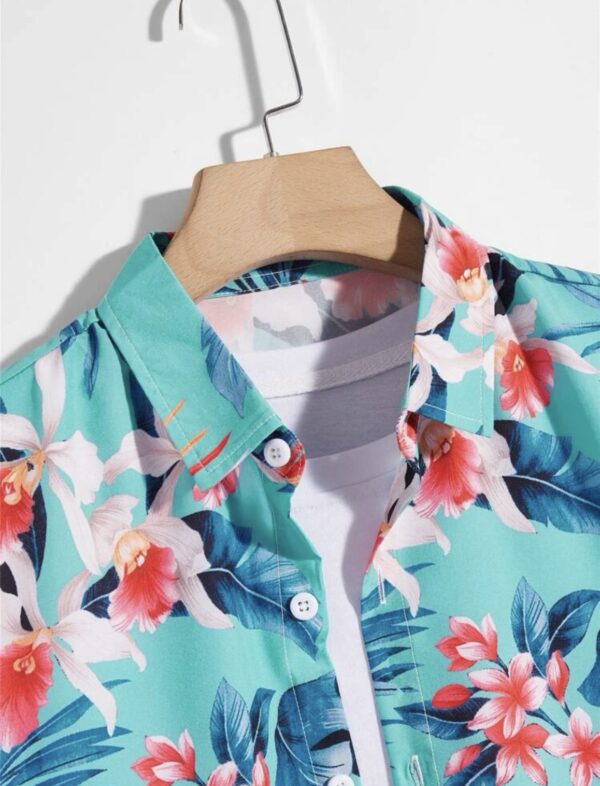 Tropical Plants Print Pocket Shirt