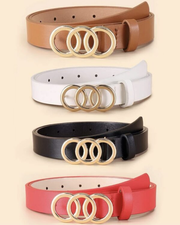 Circle Decor Buckle Belt With Hole Punch - Image 2