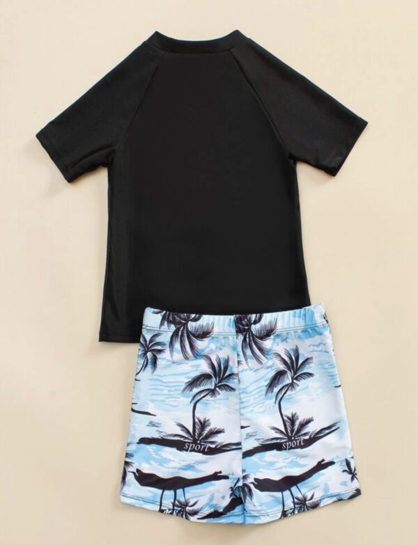 Boys Palm Tree Print Beach Swimsuit - Image 3